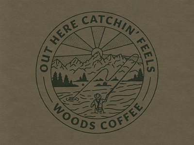 Catchin' Feels badge fishing fly fishing hoodie merch national parks outdoor pen and ink river shirt stream trees