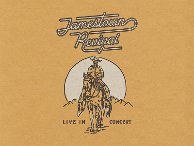 Jamestown Revival - Illustration band merch concert design cowboy desert horse jamestown revival merch design poster sun