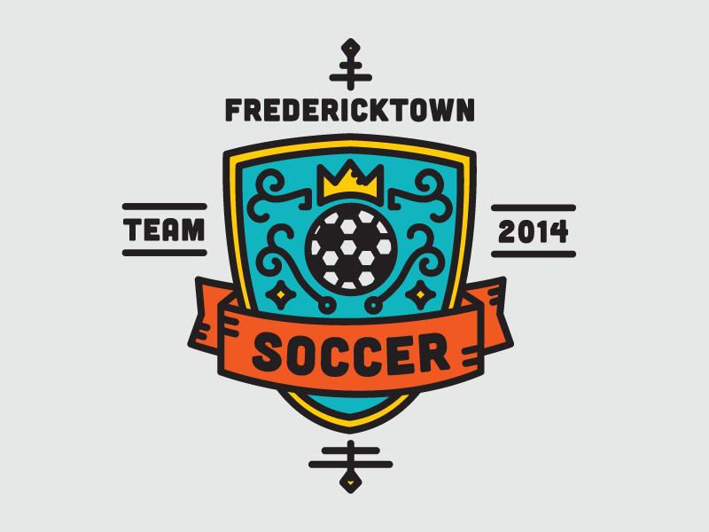 Soccer Badge - Color soccer badge shield banner line art illustration sword swirl typography logo tshirt
