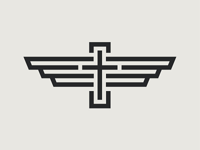 Flying Cross church cross icon line art logo mark monoweight simple stroke wings