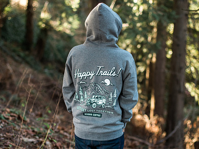 Happy Trails! Hoodie apparel happy trails hoodie jeep landrover merch design mountain outdoor t-shirt trees