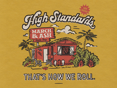High Standards - ISLAND T-shirt Design brand cannabis mary jane merch design palm tree surf surf shop surfing tshirt weed