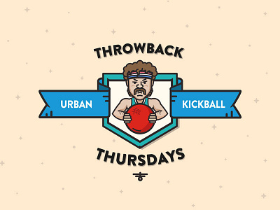 Urban Kickball 80s banner character icon illustration kickball line art logo mark throwback vintage