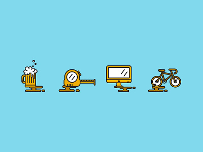 Icons beer bike builder computer fun icon line art logo mark monoweight screen simple