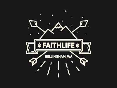 Faithlife Badge arrows badge banner illustration leaf line art logo mark monoweight mountains stars