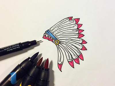 Native Sketch cowboy hand drawn headdress illustration indian line art native american pen and ink sketch