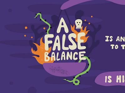 A False Balance... abstract balance fire fun hand drawn hand type lettering skull thorns typography