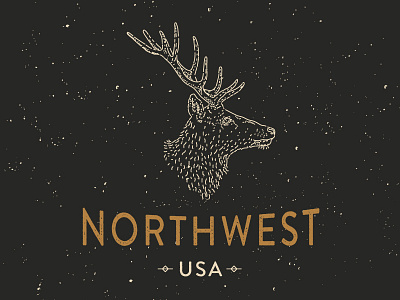 Northwest Vibes custom elk handdrawn northwest outdoor rough shirt texture tshirt type typography vintage