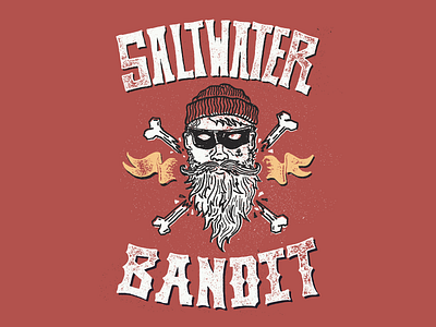 Saltwater Bandit bandit beanie hand drawn hand type lettering letterpress logo mark northwest texture tshirt design typography