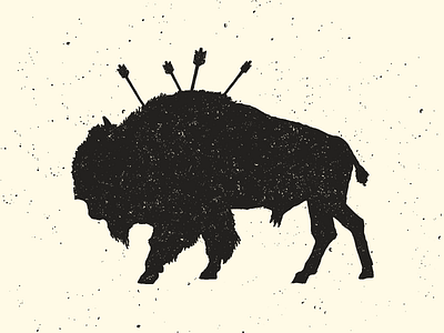 >>-- Bison --> arrows bison buffalo illustration logo mark northwest rough texture vintage