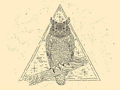 Night Owl drawn hand illustration letterpress night owl stars texture vintage