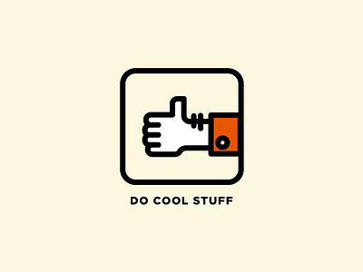 Do Cool Stuff! badge hand icon illustration line art logo simple thumb thumbs up vintage
