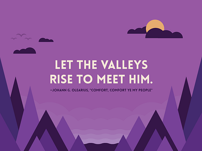 Valleys - Song Lyric birds landscape mountains purple shapes simple smoke sun trees valleys