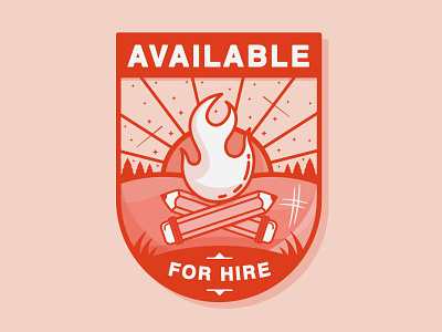 Available For Hire available available for hire badge fire freelance hire illustration logo mark pencil