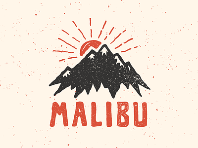 Malibu Lettering hand drawn hand lettering hand type illustration logo malibu mark mountain patch sunset typography