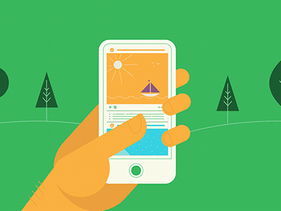 Phone Scroll - Animation animation hand illustration instagram motion mountains phone scroll trees ui