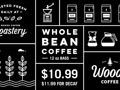 Whole Bean Coffee Sign badge border coffee coffee bags icon illustration leaf line art plants sign
