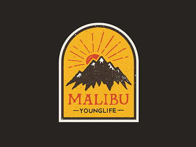 Malibu Canada - Young Life Sticker badge hand drawn icon illustration malibu mountain sticker sun vintage young life