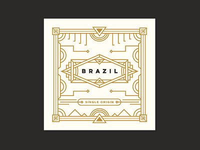 Brazil Coffee Card badge border coffee illustration line art logo mark packaging pattern single origin