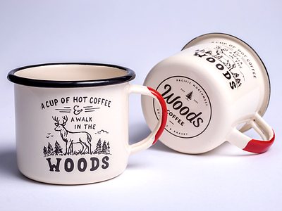 A Walk In The Woods - Enamel Mugs camp camping coffee cup deer enamel mug hand drawn mug product tin woods