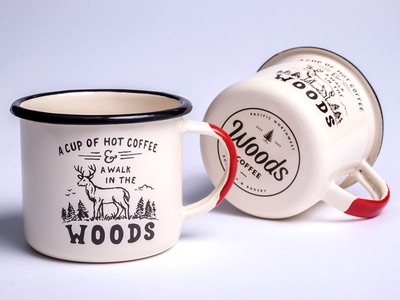 A Walk In The Woods - Enamel Mugs camp camping coffee cup deer enamel mug hand drawn mug product tin woods