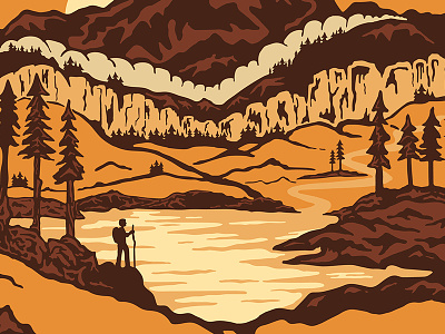 Artist For Education Poster - Explore Nature artists for education handdrawn hiker illustration lake landscape mountain outdoor poster river trees