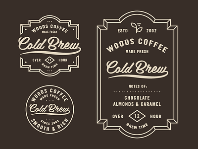 Cold Brew Badges badges branding brew brewing coffee cold brew icon logo woods