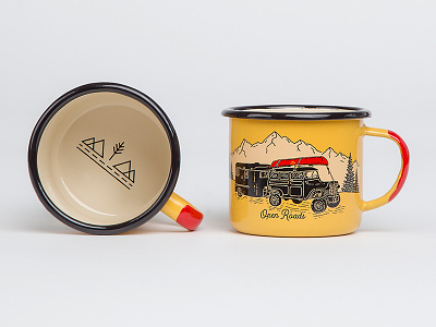 Open Roads - Enamel Mug badge coffee cup enamel hiking logo merch mountains mug product truck
