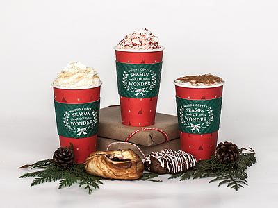 Holiday Cups branding coffee cup cup sleeve cups holiday packaging woods coffee