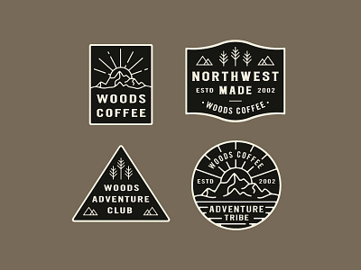 From The Archives badges coffee explore logo northwest outdoor seal shapes sticker trees woods