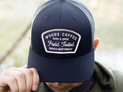 Woods Coffee - Hat Patch badges band coffee hat patch lockup merch pacific northwest patch simple woods woods coffee