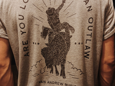 Outlaw - Van Andrew album buffalow handdrawn merch outlaw song spotify tshirt