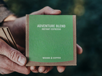 Adventure Blend coffee coffee bag coffee to go handdrawn illustration instant espresso mountain packaging sunrise trees