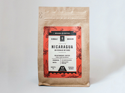 Nicaragua Single Origin Label coffee coffee bag coffee beans label packaging typography