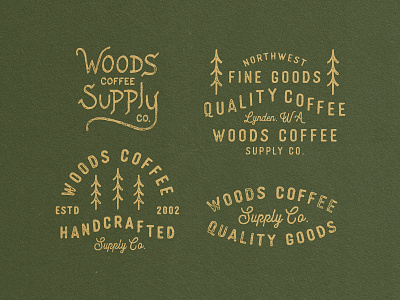Woods - Lockups badge badges handdrawn lockups merch supply trees type typography woods woods coffee