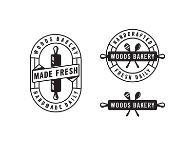 Woods Bakery - Branding badge bakery branding coffee logo rolling pin spoonflower woods