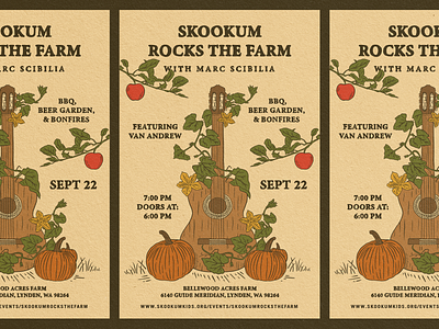 Rocks The Farm - Poster Design apple fall farm handdrawn music poster poster poster design pumpkin show tour poster van andrew