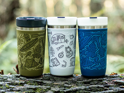Pattern - Stanley Tumbler camping coffee cup fire hand drawn merch pattern stanley