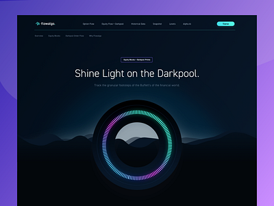 FlowAlgo - Darkpool data product page. dark ui darkpool data finance flowalgo hero image illustration web app