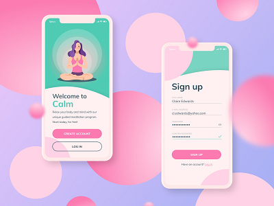 Daily UI Challenge - Day 1: Sign-up page app calm dailyui meditation mobile ui sign up ui