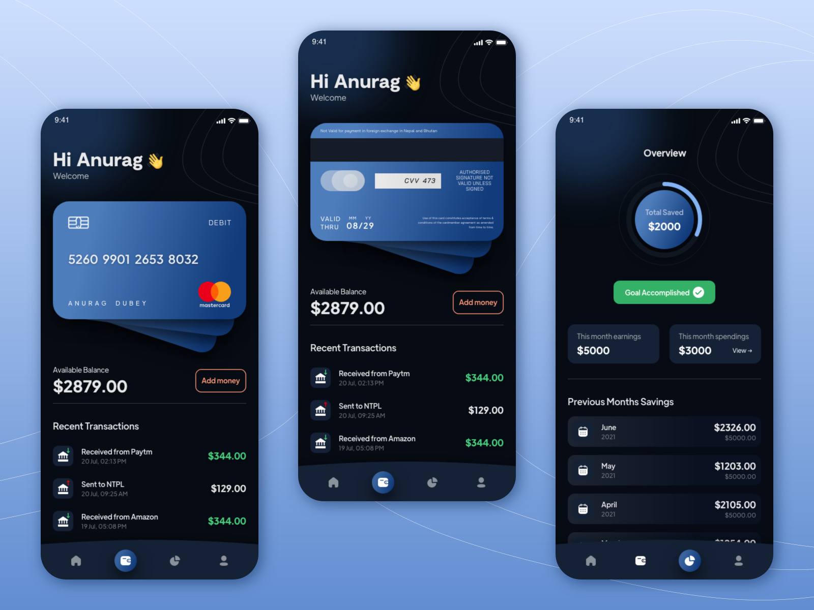 Finance app ui by Anurag dubey on Dribbble