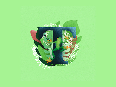 36 Days of Type Letter T 36 days of type 36daysoftype amazon amphibian colors colour palette design frog green illustration illustration art illustrations illustrator letter t letters nature illustration plant plant illustration tree frog type art