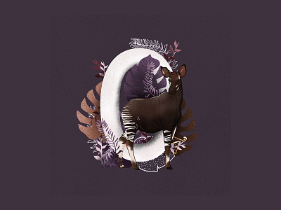 36 Days of Type Number 0 36 days of type 36daysoftype animal art animal illustration colorful colour palette design illustration illustration art illustrations nature nature illustration number 0 numbers okapi plant illustration purple type type art wildlife