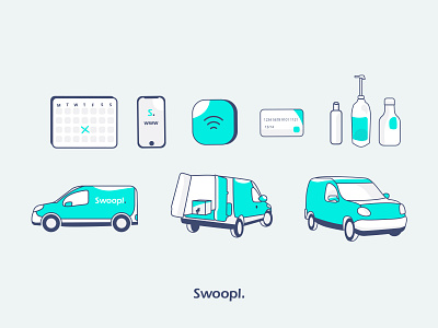 Swoopl Icon Set brand brand identity branding design eco icon icon design icon set iconography illustration illustration art recycle recycled recycling ui ux vector vehicle graphics