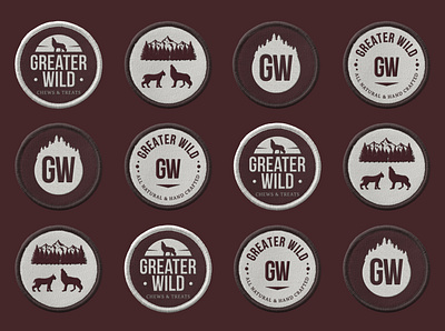 Greater Wild Brand Patches brand brand identity branding branding design camping patches cats dogs hiking illustration illustration design logo logodesign nature outdoors patches pet branding pets ui visual identity wild