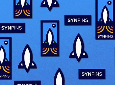 Syn Pins Identity brand brand identity branding branding design design galaxy illustration logo logo mark logodesign nasa outer space pins planet rocket space spaceship stars ui universe