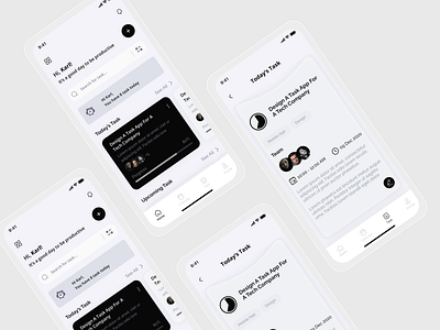 Task Management App app design black black and white calendar card figma ios management minimal reminder search task task management task manger ui ux