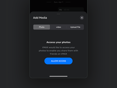 Add Media Modal app modal dark mode dark theme figma modal overlay permission social media streaming app ui