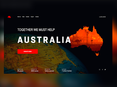 australia animals australia concept design donate fire help landing page save ui ux web webdesign website