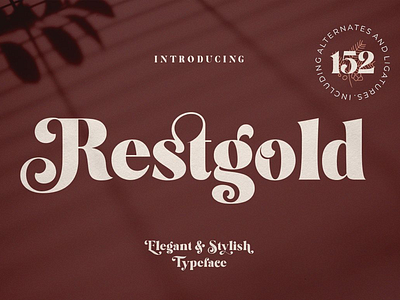 Restgold-Elegant Serif Font behance branding design elegant fonts graphicdesign handlettering illustration logo logodesigner modern packinging sansserif serif seriffonts typeface typelettering typography vintage